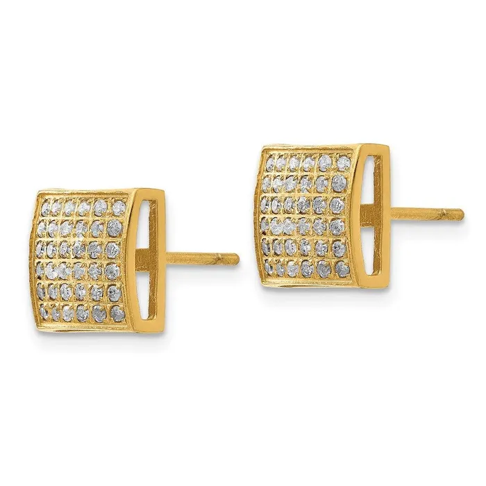 Chisel Earrings Stainless Steel Polished Yellow IP w 38ct Diamond Square Post Earrings Chisel Earrings Stainless Steel Polished Yellow IP w 38ct Diamond Square Post Earrings