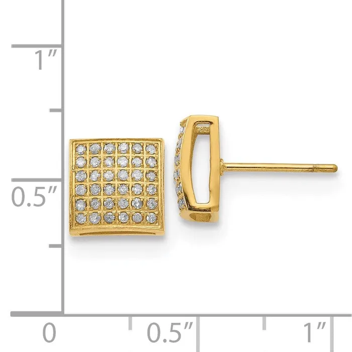 Chisel Earrings Stainless Steel Polished Yellow IP w 38ct Diamond Square Post Earrings Chisel Earrings Stainless Steel Polished Yellow IP w 38ct Diamond Square Post Earrings
