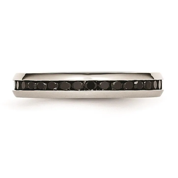 Chisel Rings Stainless Steel 4mm Black CZ Ring Chisel Rings Stainless Steel 4mm Black CZ Ring