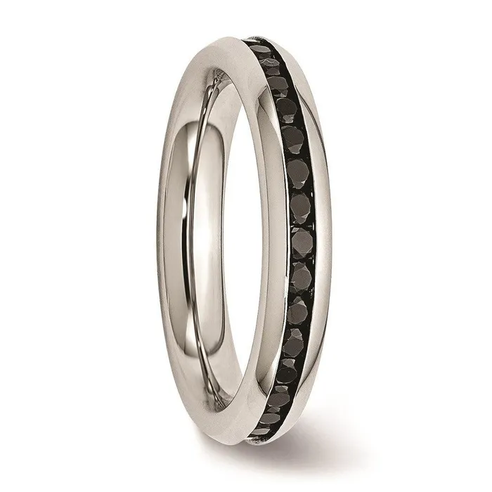 Chisel Rings Stainless Steel 4mm Black CZ Ring Chisel Rings Stainless Steel 4mm Black CZ Ring