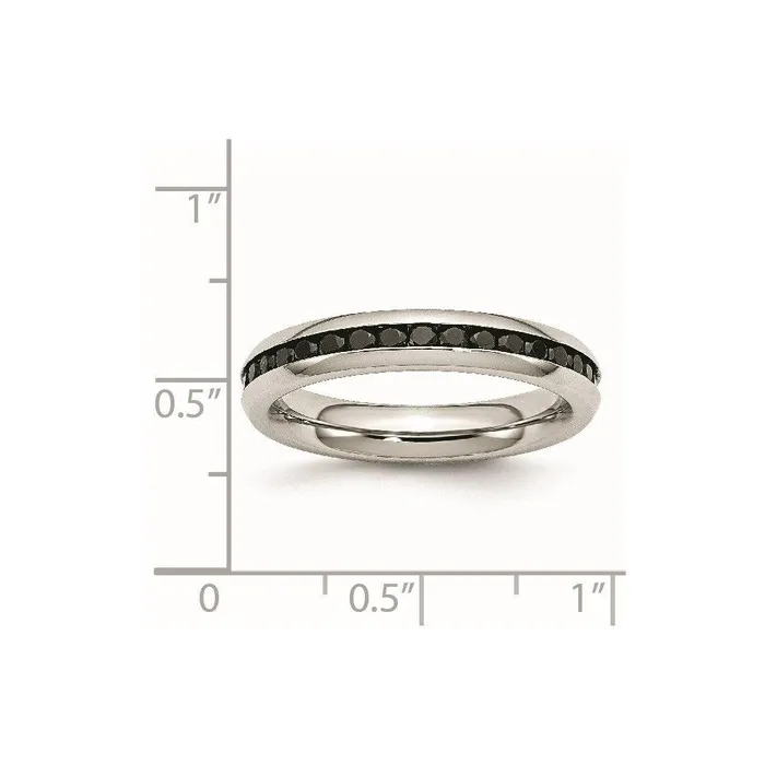Chisel Rings Stainless Steel 4mm Black CZ Ring Chisel Rings Stainless Steel 4mm Black CZ Ring