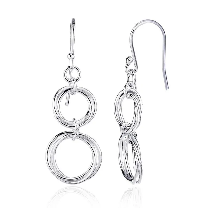 Classic Earrings Sterling Silver Multi Open Circles Earrings