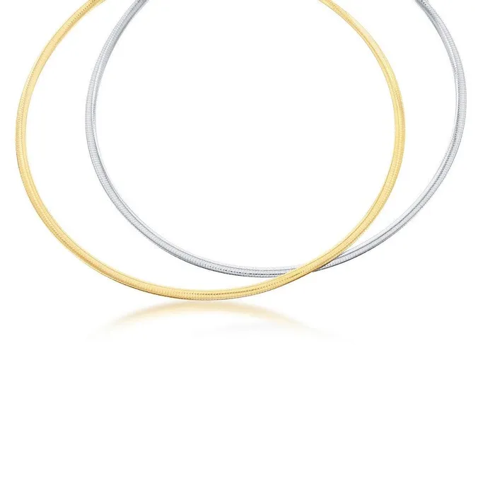 Classic Rings Sterling Silver 4mm TwoTone Reversible Omega Chain 16