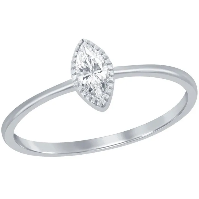 Classic Womens Ring Sterling Silver Marquise CZ Solitaire Size 9 W27449 Classic Rings