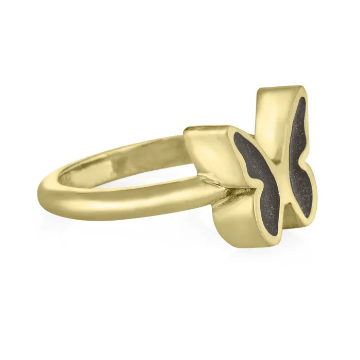 closebymejewelry Butterfly Cremation Ring in 14K Yellow Gold Rings