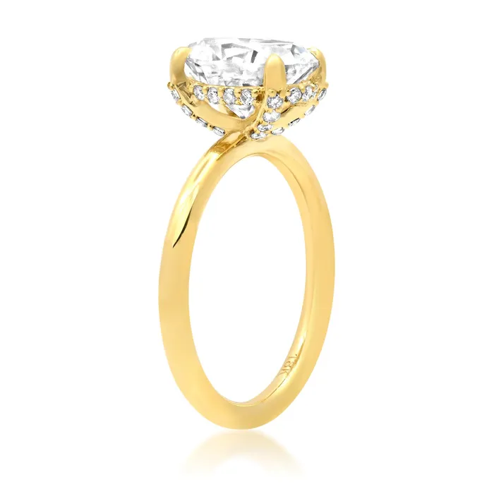 deBebians Rings Solitaire Under Halo Engagement Ring with Pave Lab Grown Diamonds deBebians Rings Solitaire Under Halo Engagement Ring with Pave Lab Grown Diamonds