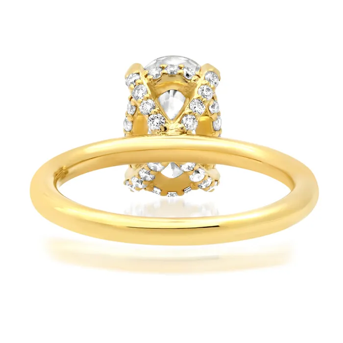 deBebians Rings Solitaire Under Halo Engagement Ring with Pave Lab Grown Diamonds