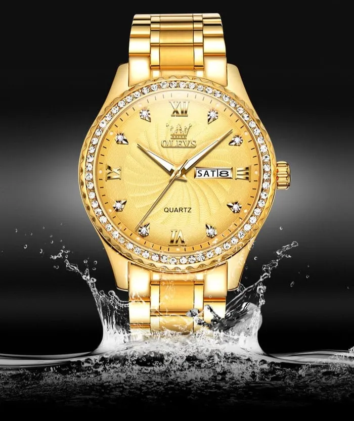 Divine Inspiration Styles Earrings OLEVS Mens Luxury Fine Fashion Premium Top Quality Genuine Diamonds Dial Design Stainless Steel Gold Silver Green Watch