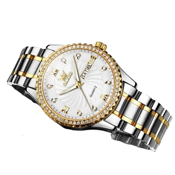 Divine Inspiration Styles Earrings OLEVS Mens Luxury Fine Fashion Premium Top Quality Genuine Diamonds Dial Design Stainless Steel Gold Silver Green Watch