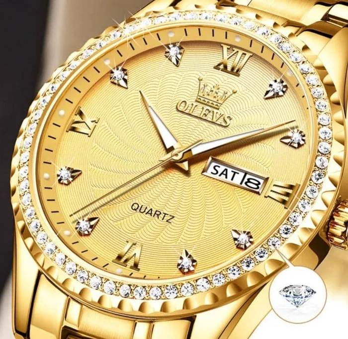 Divine Inspiration Styles Earrings OLEVS Mens Luxury Fine Fashion Premium Top Quality Genuine Diamonds Dial Design Stainless Steel Gold Silver Green Watch