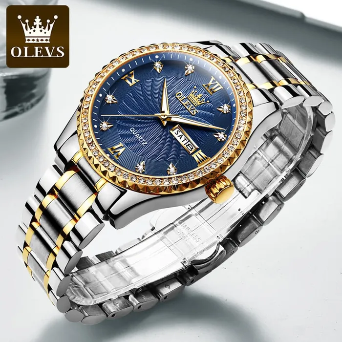 Divine Inspiration Styles Earrings OLEVS Mens Luxury Fine Fashion Premium Top Quality Genuine Diamonds Dial Design Stainless Steel Gold Silver Green Watch