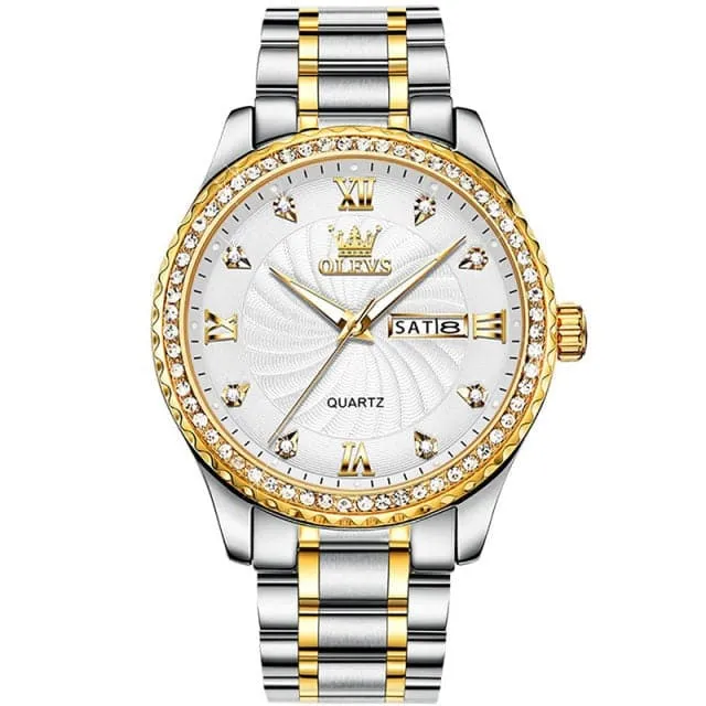 Divine Inspiration Styles Earrings OLEVS Mens Luxury Fine Fashion Premium Top Quality Genuine Diamonds Dial Design Stainless Steel Gold Silver Green Watch