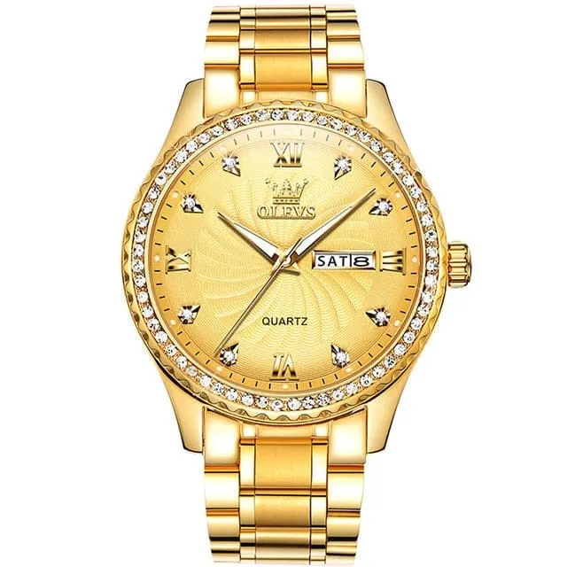Divine Inspiration Styles Earrings OLEVS Mens Luxury Fine Fashion Premium Top Quality Genuine Diamonds Dial Design Stainless Steel Gold Silver Green Watch