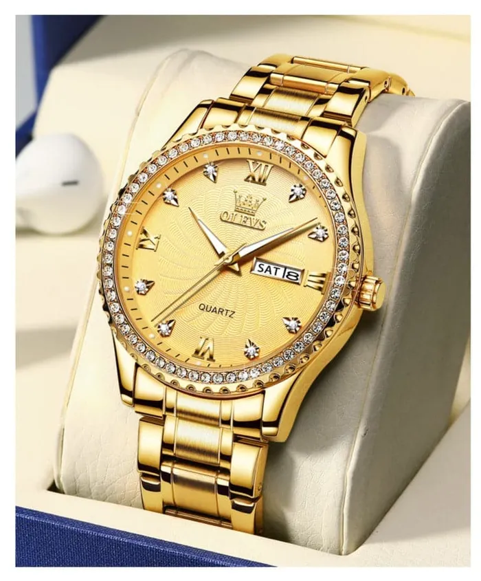 Divine Inspiration Styles Earrings OLEVS Mens Luxury Fine Fashion Premium Top Quality Genuine Diamonds Dial Design Stainless Steel Gold Silver Green Watch