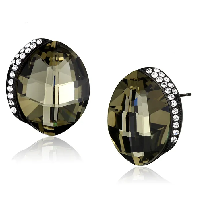 Earrings Alamode TK2377 IP BlackIon Plating Stainless Steel Earrings with Top Grade Crystal in Black Diamond Earrings Alamode TK2377 IP BlackIon Plating Stainless Steel Earrings with Top Grade Crystal in Black Diamond
