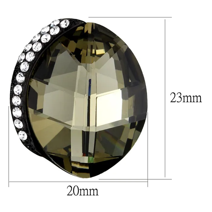 Earrings Alamode TK2377 IP BlackIon Plating Stainless Steel Earrings with Top Grade Crystal in Black Diamond