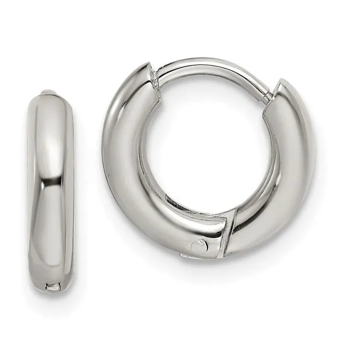 Earrings Chisel Stainless Steel Polished 25mm Hinged Hoop Earrings