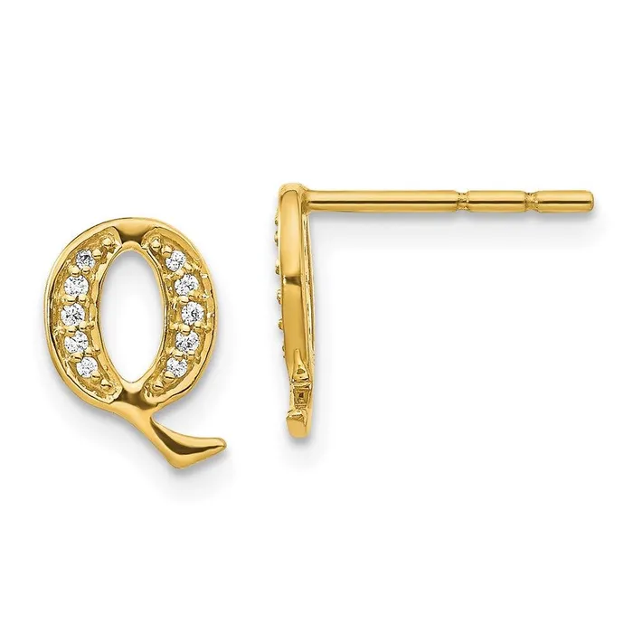 Earrings Jewelry 14k Diamond Initial Q Earrings