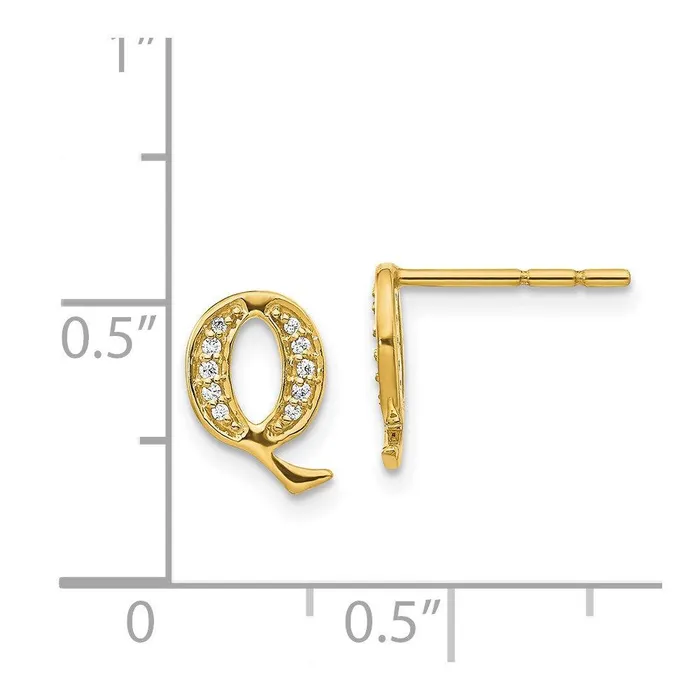 Earrings Jewelry 14k Diamond Initial Q Earrings Earrings Jewelry 14k Diamond Initial Q Earrings