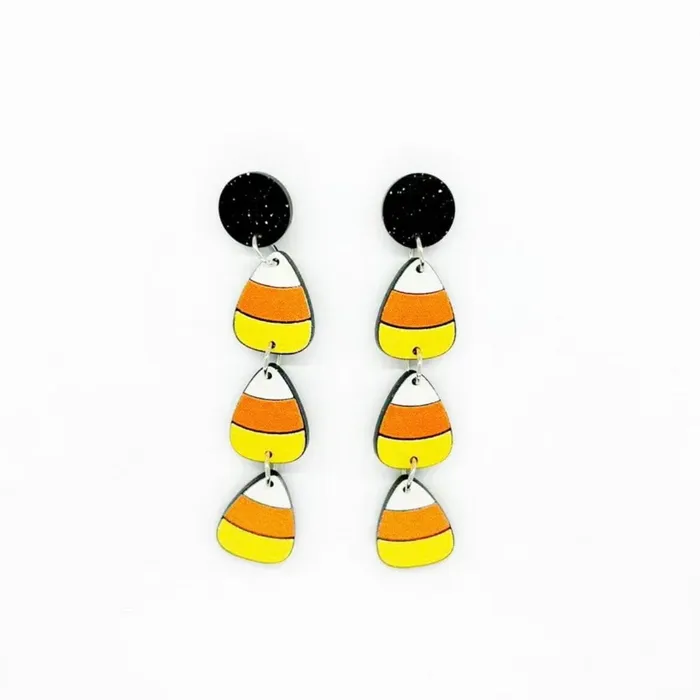Earrings Luke Adams Glass Blowing Studio Halloween Candy Corn Earrings