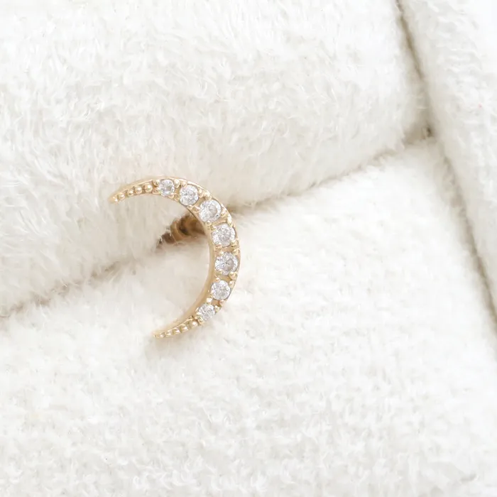 from J Shop Earrings CZ Pave Crescent Ear Piercing