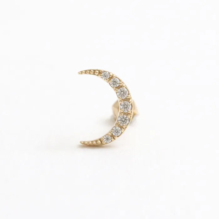 from J Shop Earrings CZ Pave Crescent Ear Piercing