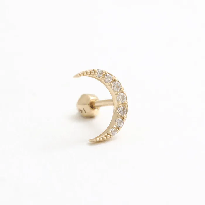 from J Shop Earrings CZ Pave Crescent Ear Piercing