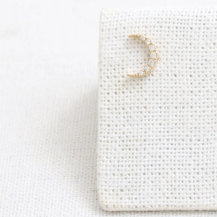 from J Shop Earrings CZ Pave Crescent Ear Piercing