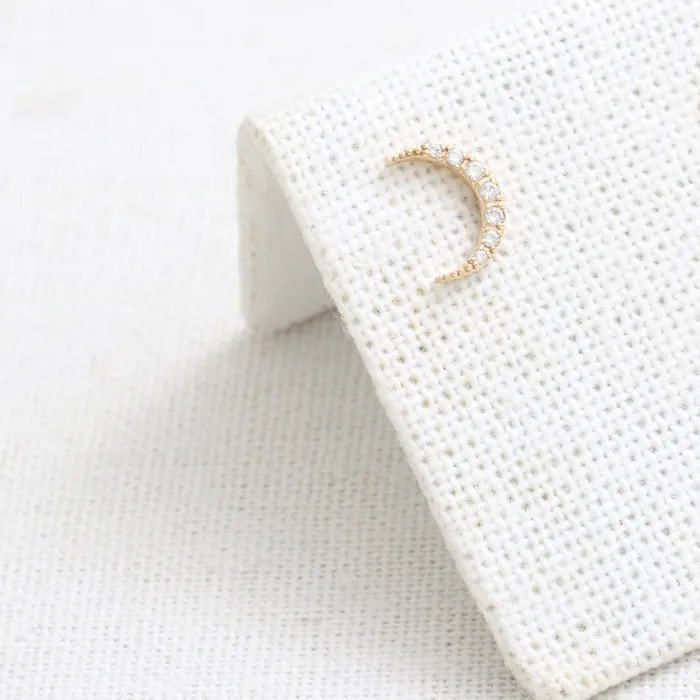 from J Shop Earrings CZ Pave Crescent Ear Piercing