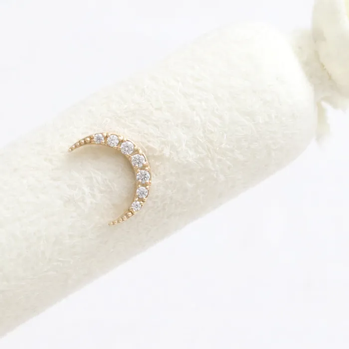 from J Shop Earrings CZ Pave Crescent Ear Piercing