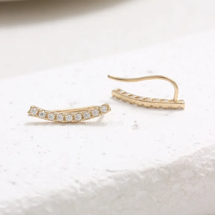 from J Shop Earrings Genuine Diamond Stick Ear Crawlers