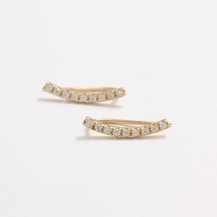 from J Shop Earrings Genuine Diamond Stick Ear Crawlers