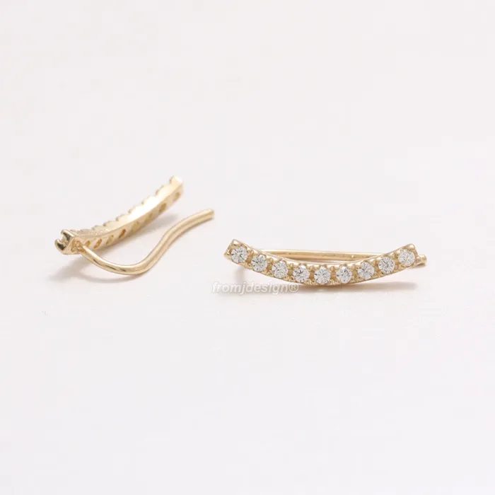 from J Shop Earrings Genuine Diamond Stick Ear Crawlers