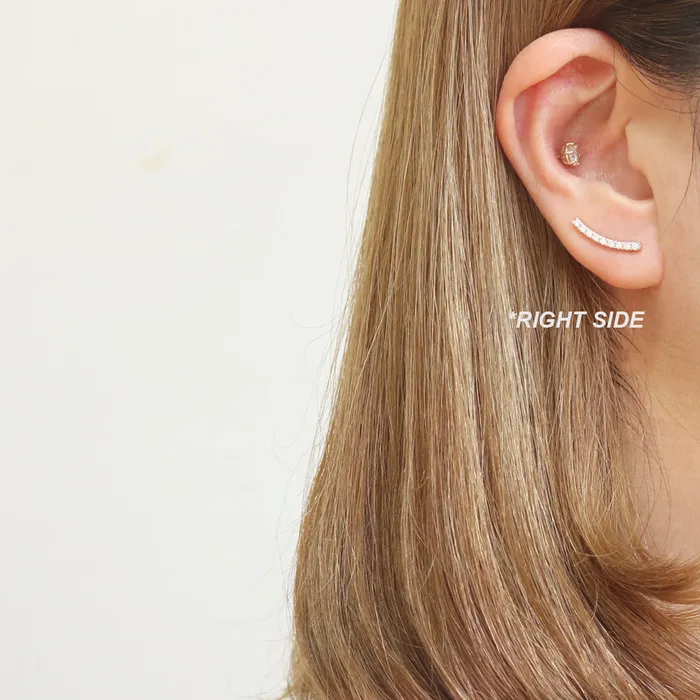 from J Shop Earrings Genuine Diamond Stick Ear Crawlers