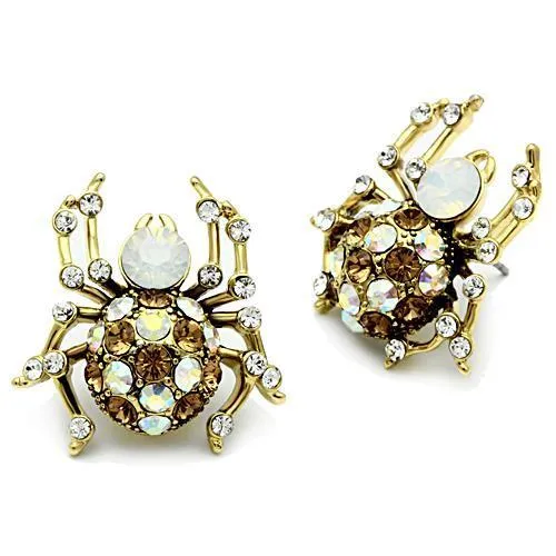 GL347 IP GoldIon Plating Brass Earrings with Top Grade Crystal in Multi Color Alamode Earrings