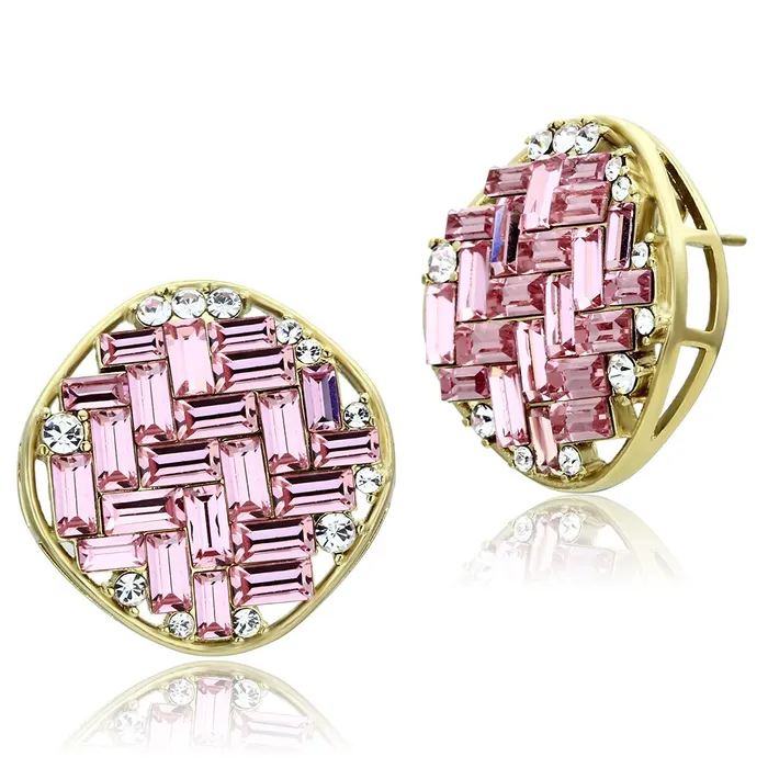 GL348 IP GoldIon Plating Brass Earrings with Top Grade Crystal in Rose Alamode Earrings GL348 IP GoldIon Plating Brass Earrings with Top Grade Crystal in Rose Alamode Earrings