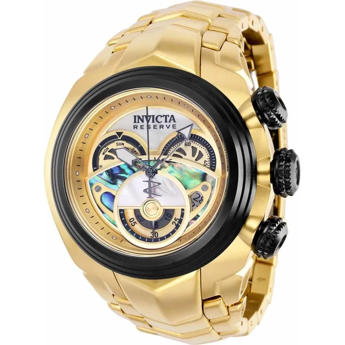 Invicta Invicta Mens Chronograph Watch Reserve S1 Black Bezel Yellow Gold Bracelet 38867 Bracelets Invicta Invicta Mens Chronograph Watch Reserve S1 Black Bezel Yellow Gold Bracelet 38867 Bracelets