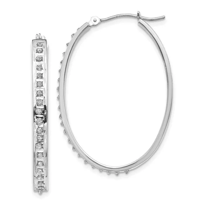 Jewelry 14k White Gold Diamond Fascination Oval Hinged Hoop Earrings Earrings Jewelry 14k White Gold Diamond Fascination Oval Hinged Hoop Earrings Earrings