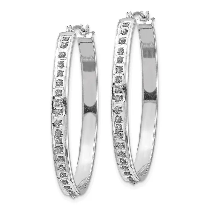 Jewelry 14k White Gold Diamond Fascination Oval Hinged Hoop Earrings Earrings Jewelry 14k White Gold Diamond Fascination Oval Hinged Hoop Earrings Earrings