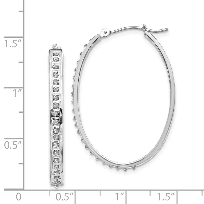 Jewelry 14k White Gold Diamond Fascination Oval Hinged Hoop Earrings Earrings Jewelry 14k White Gold Diamond Fascination Oval Hinged Hoop Earrings Earrings