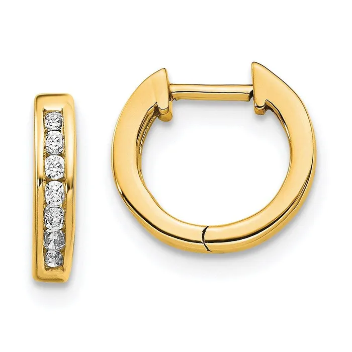 Jewelry Earrings 14k Gold Polished Diamond Post Hoop Earrings