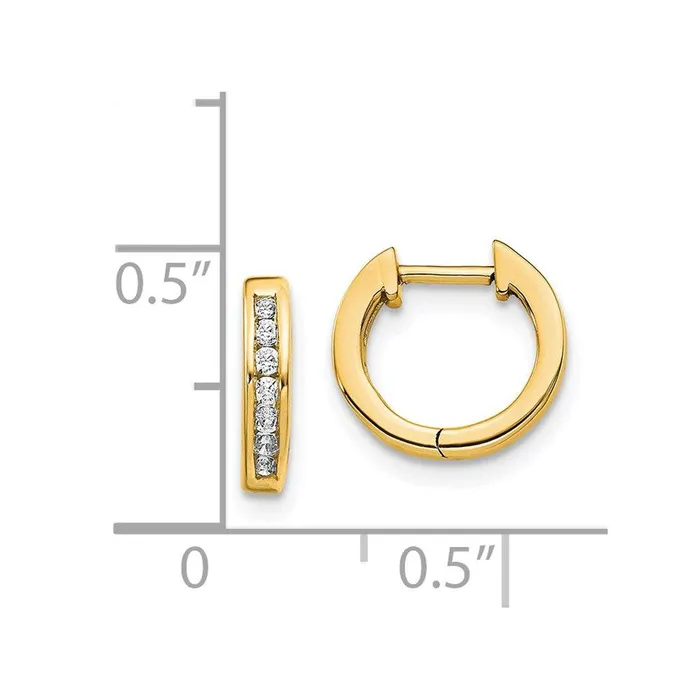 Jewelry Earrings 14k Gold Polished Diamond Post Hoop Earrings Jewelry Earrings 14k Gold Polished Diamond Post Hoop Earrings