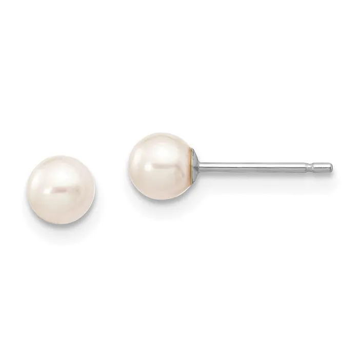 Jewelry Earrings 14k White Gold 45mm White Round FW Cultured Pearl Stud Post Earrings Jewelry Earrings 14k White Gold 45mm White Round FW Cultured Pearl Stud Post Earrings