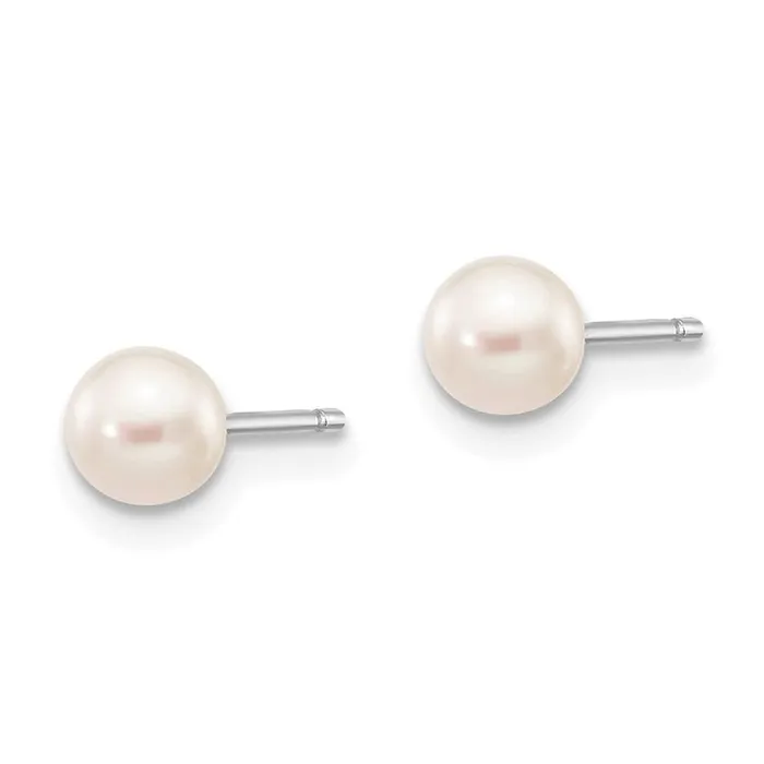 Jewelry Earrings 14k White Gold 45mm White Round FW Cultured Pearl Stud Post Earrings Jewelry Earrings 14k White Gold 45mm White Round FW Cultured Pearl Stud Post Earrings