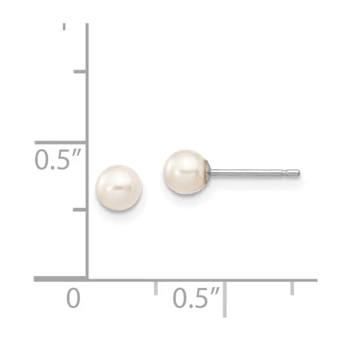 Jewelry Earrings 14k White Gold 45mm White Round FW Cultured Pearl Stud Post Earrings Jewelry Earrings 14k White Gold 45mm White Round FW Cultured Pearl Stud Post Earrings