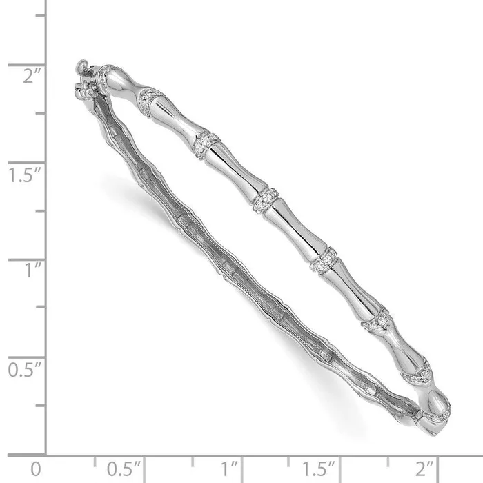 Jewelry Earrings 14k White Gold Bamboo Design Diamond Bangle Jewelry Earrings 14k White Gold Bamboo Design Diamond Bangle