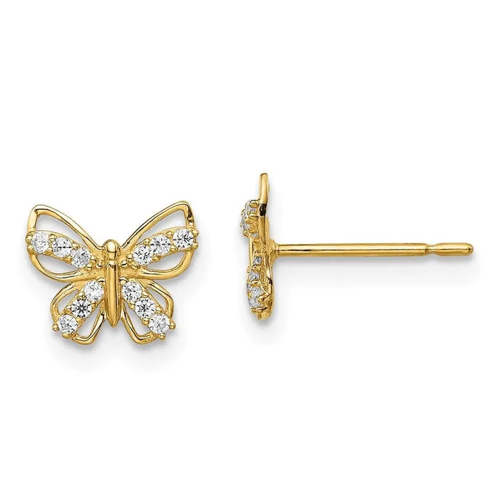 Jewelry Earrings Madi K Kids 14k Butterfly CZ Stud Earrings