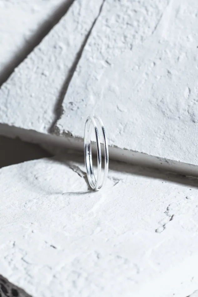 Kty Rings Split Double Plain Ring Silver