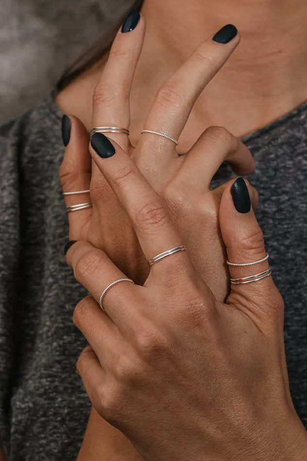 Kty Rings Split Double Plain Ring Silver