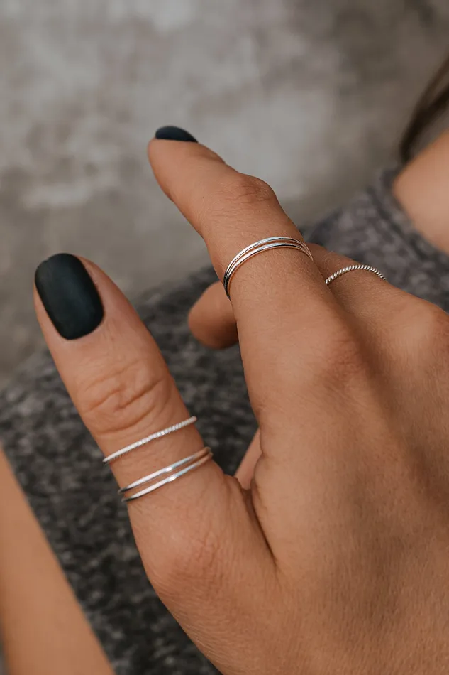 Kty Rings Split Double Plain Ring Silver